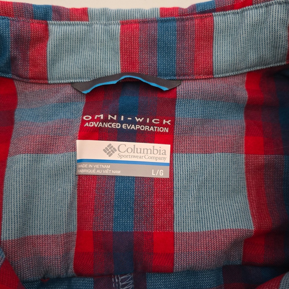Columbia Women's High Bridge Lane EXS Plaid Button Down Flannel Shirt Red Blue L - Picture 4 of 16